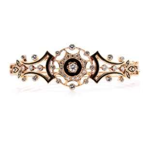    Antique 14k Enamel Diamond Etruscan Bangle Bracelet: Jewelry
