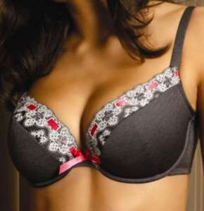 BNWT PANACHE 5916 PENNY PLUNGE BRA CHARCOAL/CORAL  