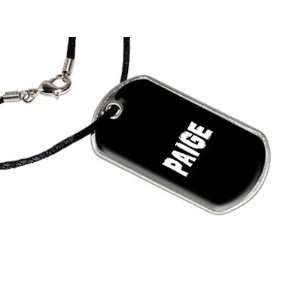 Paige   Name Military Dog Tag Black Satin Cord Necklace