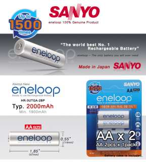 SANYO eneloop 2 x AA Ni MH Rechargeable Battery /Case  