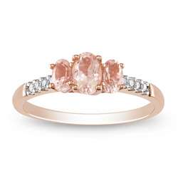 10k Pink Gold Morganite and 1/10ct TDW Diamond Ring  Overstock