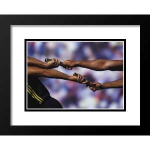   Framed and Double Matted Art 31x37 Teamwork   Baton