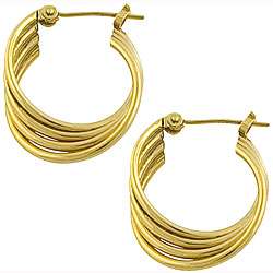 14k Yellow Gold Twisted Hoop Earrings  Overstock