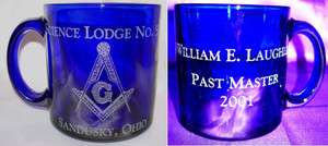 Personalized Masonic Body engraved Coffee cup w/ Name  
