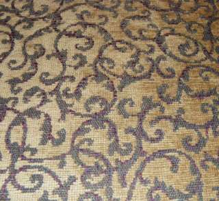   and Taupe with Burgundy Print Chenille Upholstery Fabric 206  