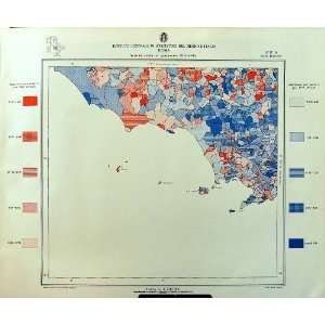   1933 Colour Map Italy Statistics Marriage Napoli Capri