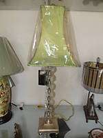 ALEXANDER JOHN CRYSTAL & METAL LAMP W/ GREEN LAMP SHADE  