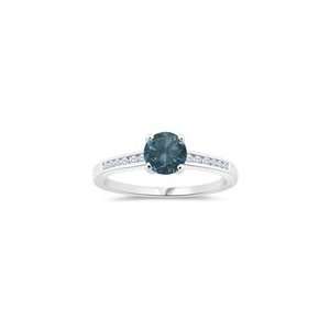  1.21 Cts Blue & White Diamond Engagement Ring in 14K White 