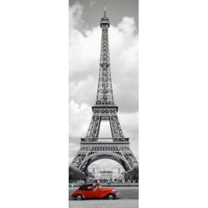 Red Car GIANT DOOR PAPER POSTER measures 158 x 53cm. Eiffel Tower Red 