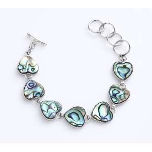  A Grade Abalone 16 By 16mm Heart Link with Toggle Clasp 