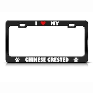   Crested Paw Love Heart Pet Dog Metal license plate frame Tag Holder