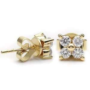   14k Yellow gold Diamond Flower Earrings (0.58 cttw, H I, SI): Jewelry