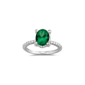  0.56 Ct Diamond & 1.56 Cts Emerald Ring in 14K White Gold 