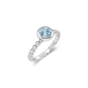  0.44 Cts Aquamarine Solitaire Ring in 14K White Gold 5.0 
