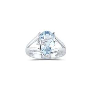  0.03 Cts Diamond & 1.60 Cts Aquamarine Ring in 14K White 