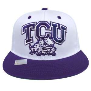  TCU Horned Frogs Logo Retro Snapback Cap Hat 2 Tone White 