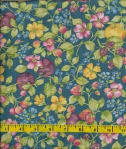 Red Rooster Cotton Fabric Elm Creek Quilts Navy Floral  
