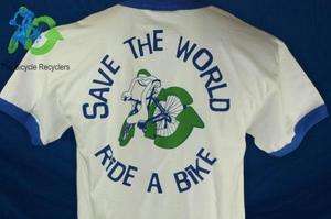 The BICYCLE RECYCLERS Bike T Shirt SAVE The WORLD RIDE  