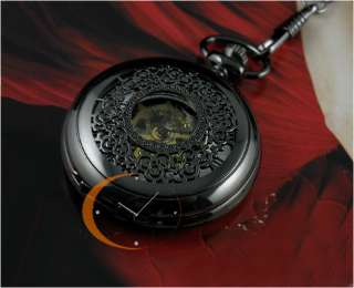 Vintage Exquisite Engraving Mechanical Pocket Watch Mens +Chain 