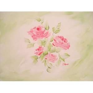  Original Old Victorian Style Pink Roses Style Signed 