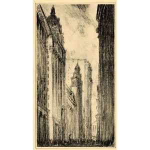  1909 Joseph Pennell Broad Street New York City Print 