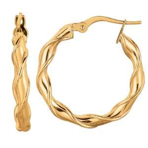    14k Gold Yellow Hoop Earrings 3.4 X 24.9   JewelryWeb: Jewelry