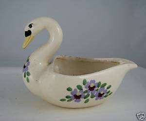 Weil Ware California Pottery Swan Planter w Floral Deco  