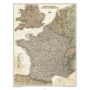   France, Belgium and the Netherlands Political Map (Earth toned) Home