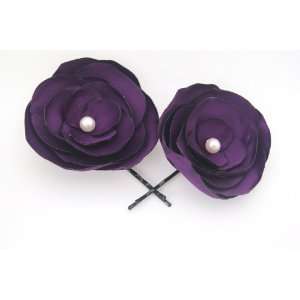  Purple Violet bobby pin flowers   set of 2 Everything 