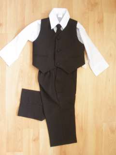   Wedding Formal Party Vest Suit D. Brown S M L XL 2T 3T 4T 5 6 7  