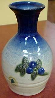 Maine Crafted Pottery Bud Vase w/Blueberries by Johnson  