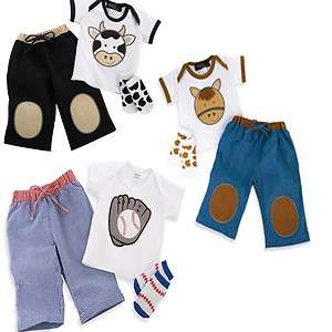   Baby 3 PC Boys Outfits Baseball Cow Horse 0 6 Months, 12 18 Months NEW