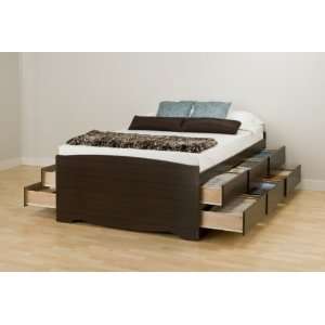  Tall Queen Platform Storage Bed with 12 drawers (Espresso 
