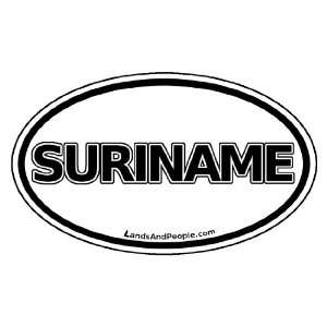  Suriname Car Bumper Sticker Decal Oval Black and White 