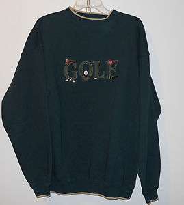   Mens size XL Green Golf Embroidered Crewneck Sweatshirt  