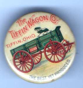 Early 1900s pin the TIFFIN WAGON pinback Ohio button  