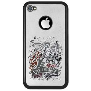  iPhone 4 or 4S Clear Case Black Live For Rock Guitar Skull 