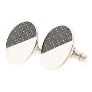  Edforce Stainless Steel and Black Oval Cuff links Jewelry
