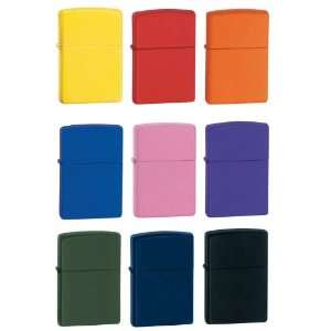 Zippo Lighter Set of Nine   Yellow, Red, Orange, Royal Blue, Pink 