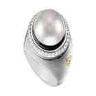 Fine Jewelry Vault Cultured Silver Mabe Pearl and Diamond Ring  14K 