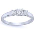 Carat Three Stone Round Diamond 14k White Gold Engagement Ring (Size 