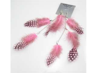   Handmade pink Dangle Eardrop Genuine feathers earrings You pick  