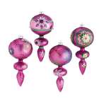   Dazzling Pink Snowflake Design Glass Finial Christmas Ornaments 7