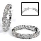  Sterling Silver Micro Pave Cubic Zirconia Inside Out Hoop Earrings 