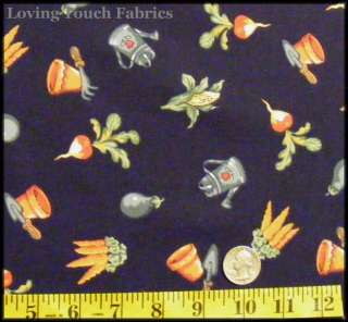 OOP 1990s Little Vegetables Corn Carrots Garden Fabric  