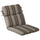   Patio Furniture High Back Chair Cushion   Black and Tan Striped Voyage