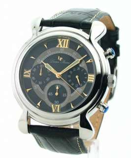 Lucien Piccard 28618BK Watch Mens Chrono Black Leather 085785017009 