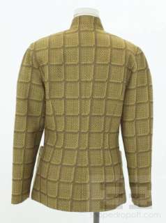 Mugler par Thierry Mugler Chartreuse & Brown Wool Snap Front Jacket 
