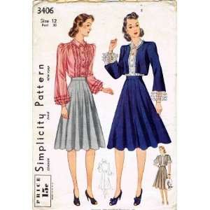  3406 Sewing Pattern Bolero Blouse Skirt Bust 30: Arts, Crafts & Sewing