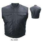 Allstate Leather, Inc. Mens Black Denim Style Vest (Premium Buffalo 